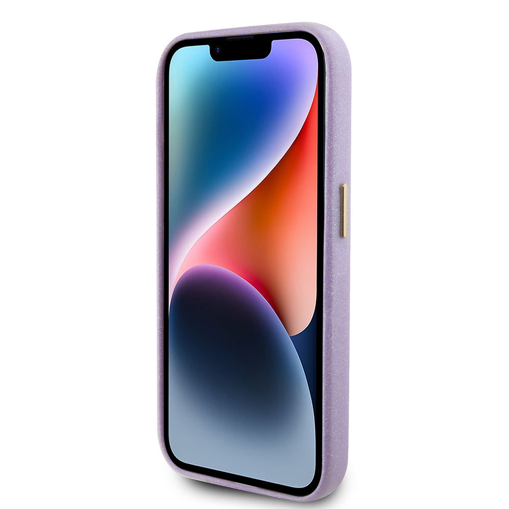 Hülle für Apple iPhone 15 Pro, Guess, Glitter Glossy Script, Helles Lila