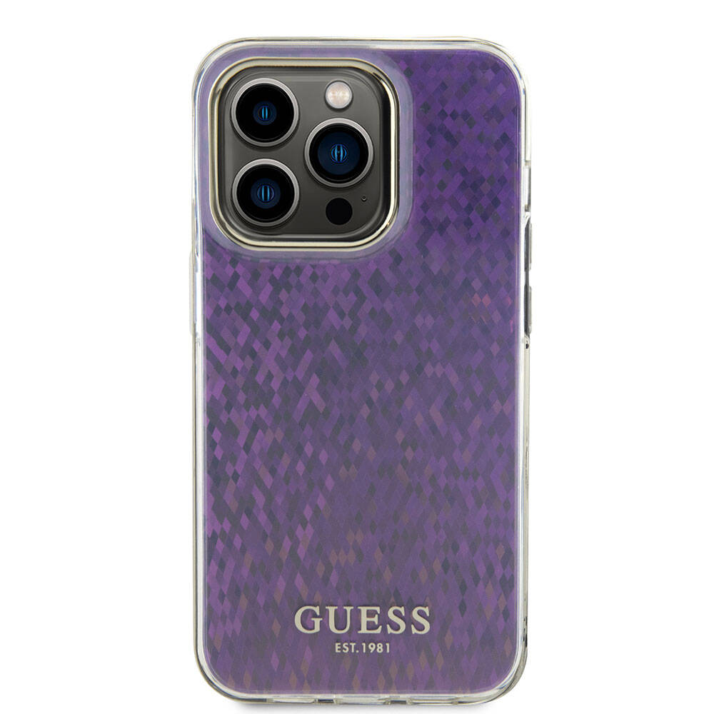 Case for Apple iPhone 15 Pro, Guess, IML Faceted Mirror Disco Iridescent, Pink