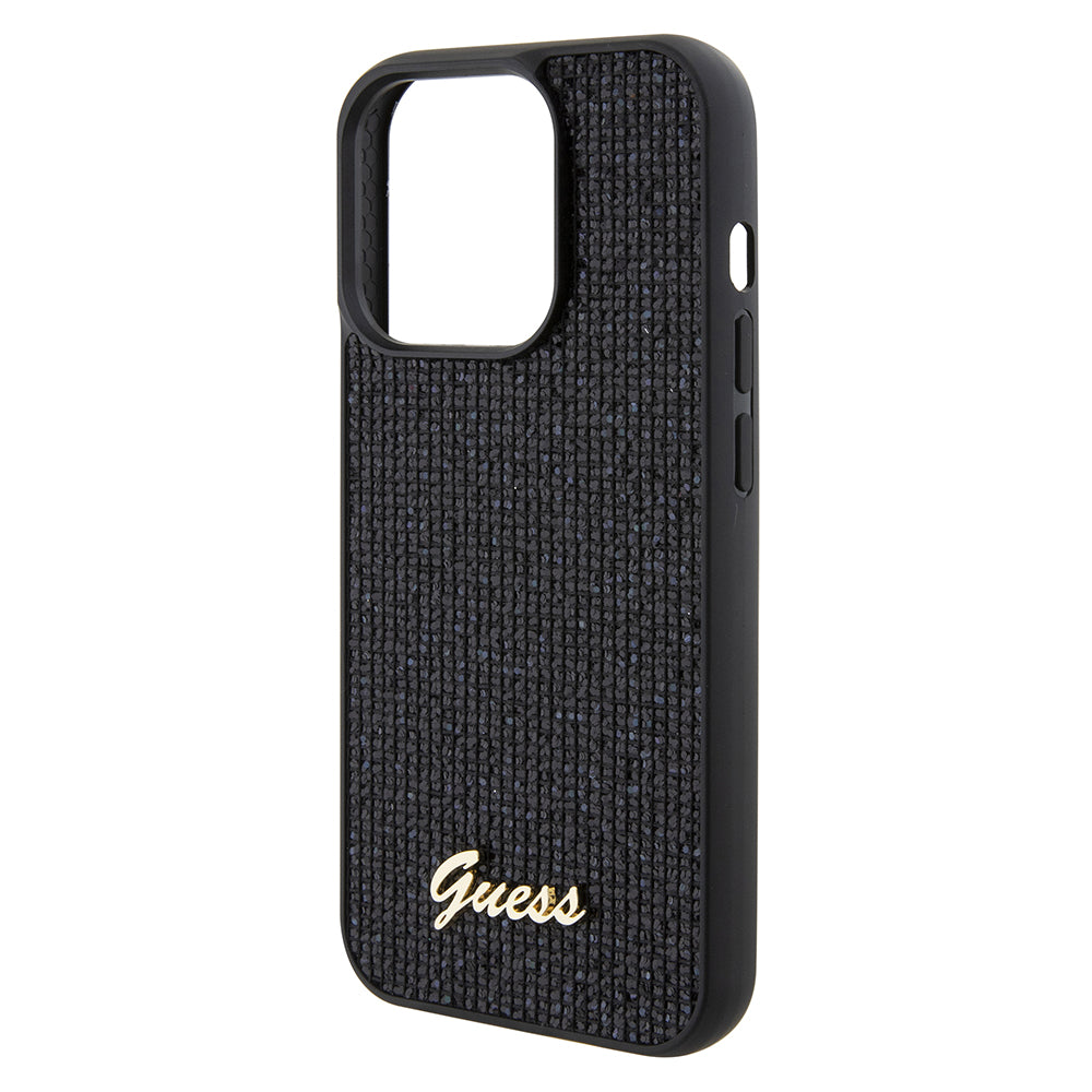 Hülle für Apple iPhone 15 Pro, Guess, PU Square Mirror Script Logo, Schwarz GUHCP15LPMSDGSK