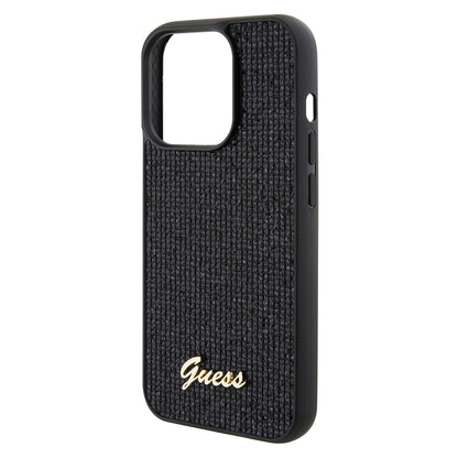 Hülle für Apple iPhone 15 Pro, Guess, PU Square Mirror Script Logo, Schwarz GUHCP15LPMSDGSK