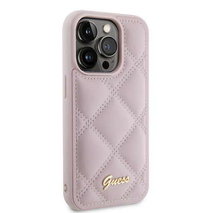 Hülle für Apple iPhone 15 Pro, Guess, Quilted Metal Logo, Rosa