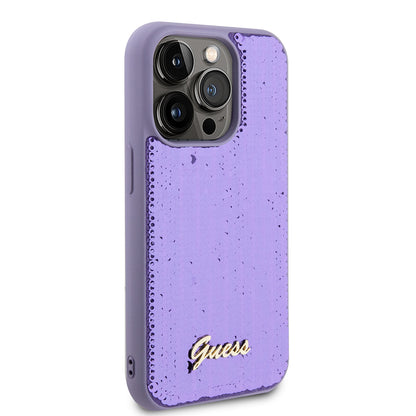 Hülle für Apple iPhone 15 Pro, Guess, Sequin Script Metal, Lila