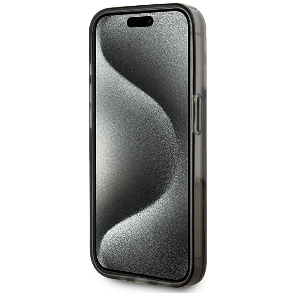 Hülle für Apple iPhone 15 Pro, Karl Lagerfeld, Liquid Glitter Monogram, Schwarz