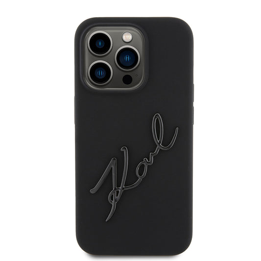 Case for Apple iPhone 15 Pro, Karl Lagerfeld, Silicone Karl Script, Black