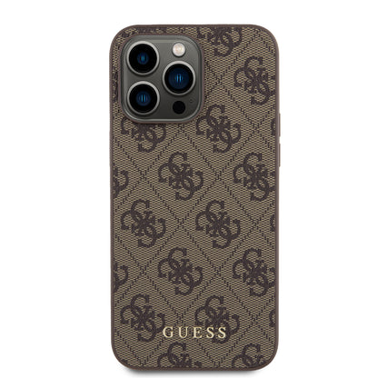 Case for Apple iPhone 15 Pro Max, Guess, 4G Metal Gold Logo, Brown
