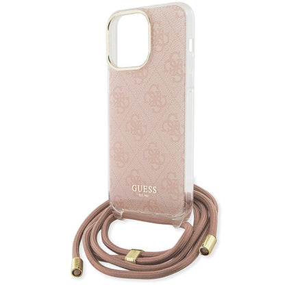 Hülle für Apple iPhone 15 Pro Max, Guess, Crossbody Cord 4G Print, Rosa