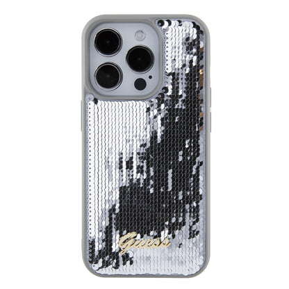 Hülle für Apple iPhone 15 Pro Max, Guess, Sequin Script Metal, Silber