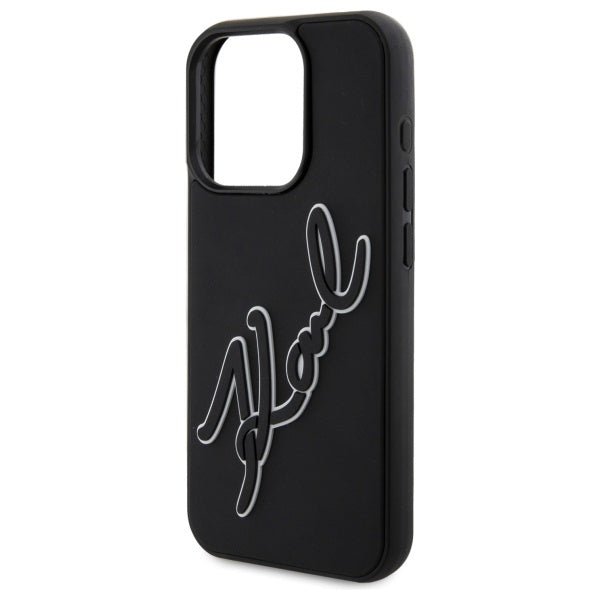 Case for Apple iPhone 15 Pro Max, Karl Lagerfeld, 3D Rubber Signature, Black