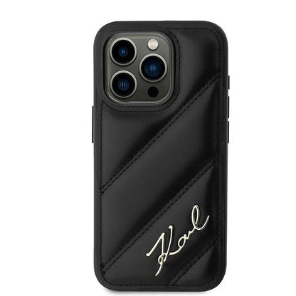 Hülle für Apple iPhone 15 Pro Max, Karl Lagerfeld, Diagonal Quilted Script, Schwarz