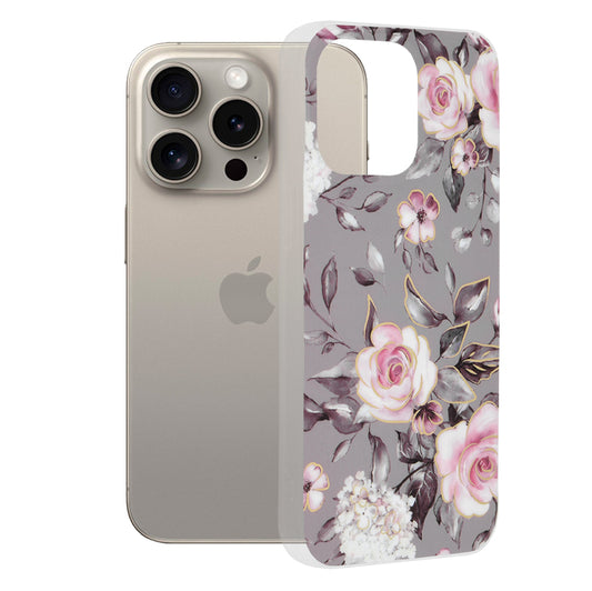 Hülle für Apple iPhone 15 Pro Max, Techsuit, Marble, Grau