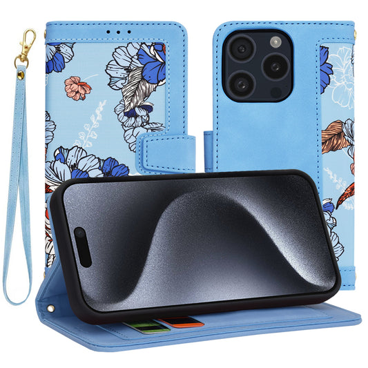 Hülle für Apple iPhone 15 Pro, Techsuit, FlipCraft, Blau