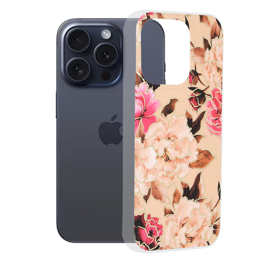 Hülle für Apple iPhone 15 Pro, Techsuit, Marble, Beige