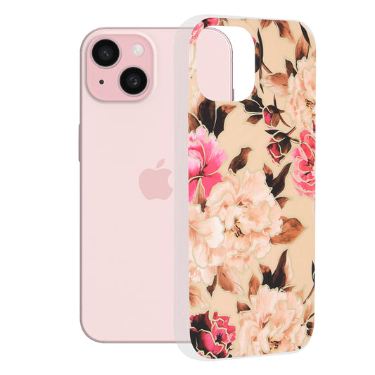 Hülle für Apple iPhone 15, Techsuit, Marble, Beige