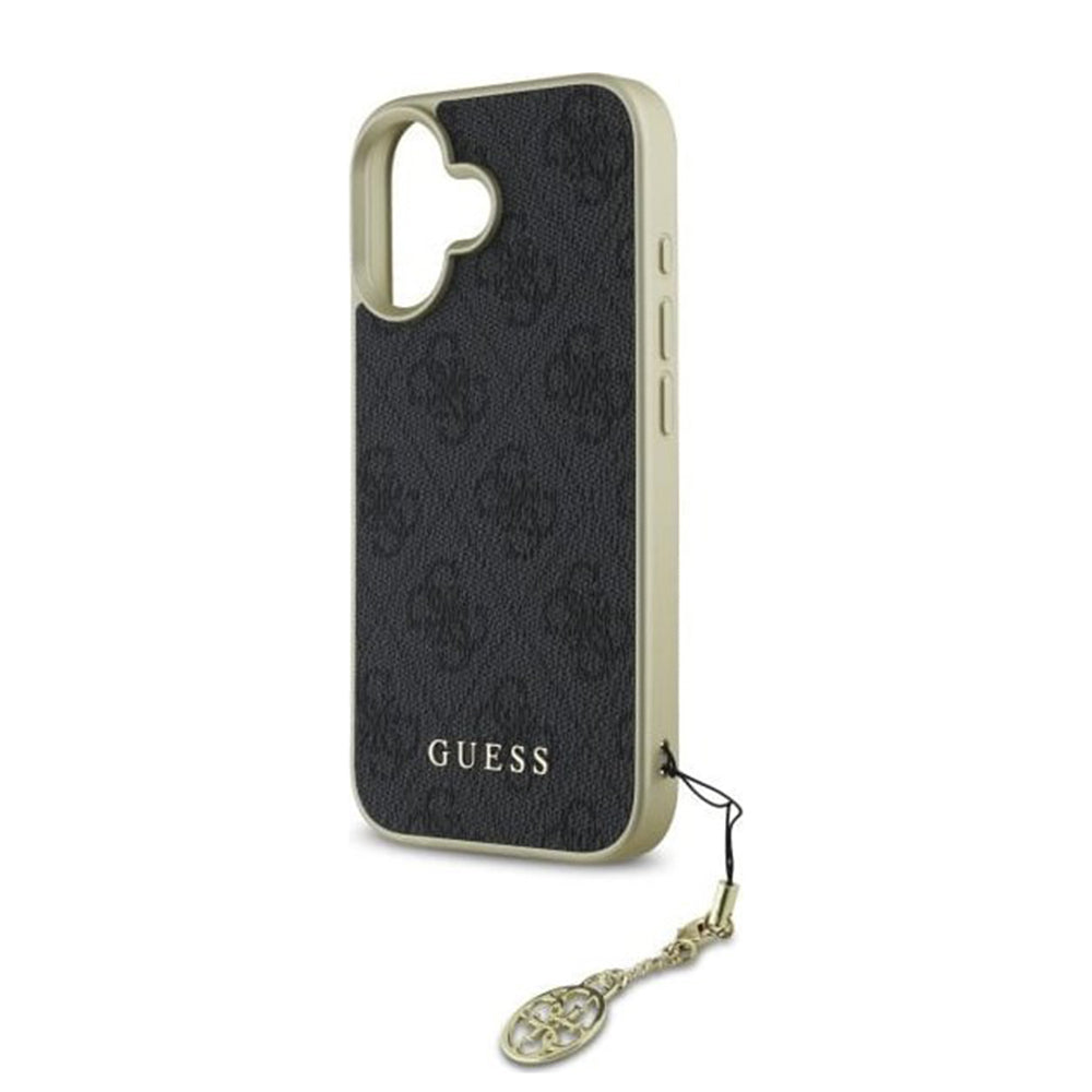Hülle für Apple iPhone 16, Guess, 4G Charm, Schwarz