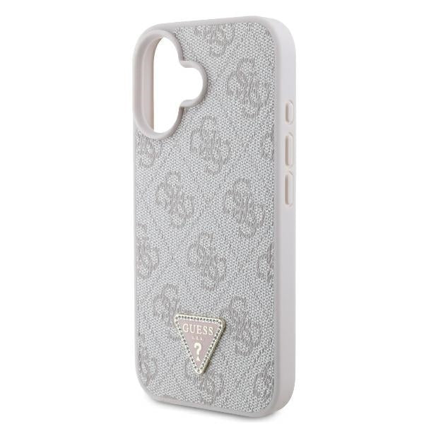Hülle für Apple iPhone 16, Guess, Crossbody 4G Triangle Strass, Rosa