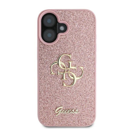Case for Apple iPhone 16, Guess, Fixed Glitter Big 4G, Pink
