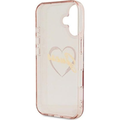 Case for Apple iPhone 16, Guess, IML Heart, Pink
