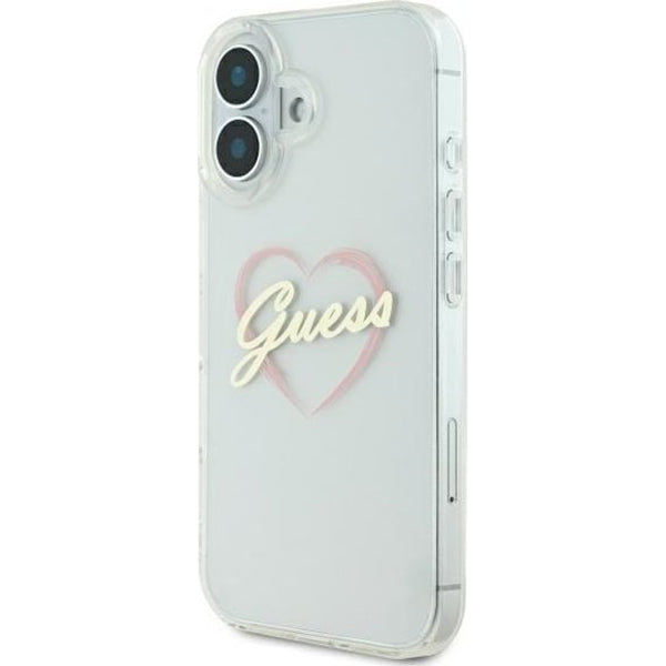 Hülle für Apple iPhone 16, Guess, IML Heart, Transparent