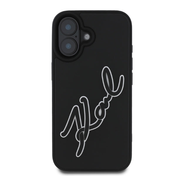 Case for Apple iPhone 16, Karl Lagerfeld, 3D Rubber Signature, Black