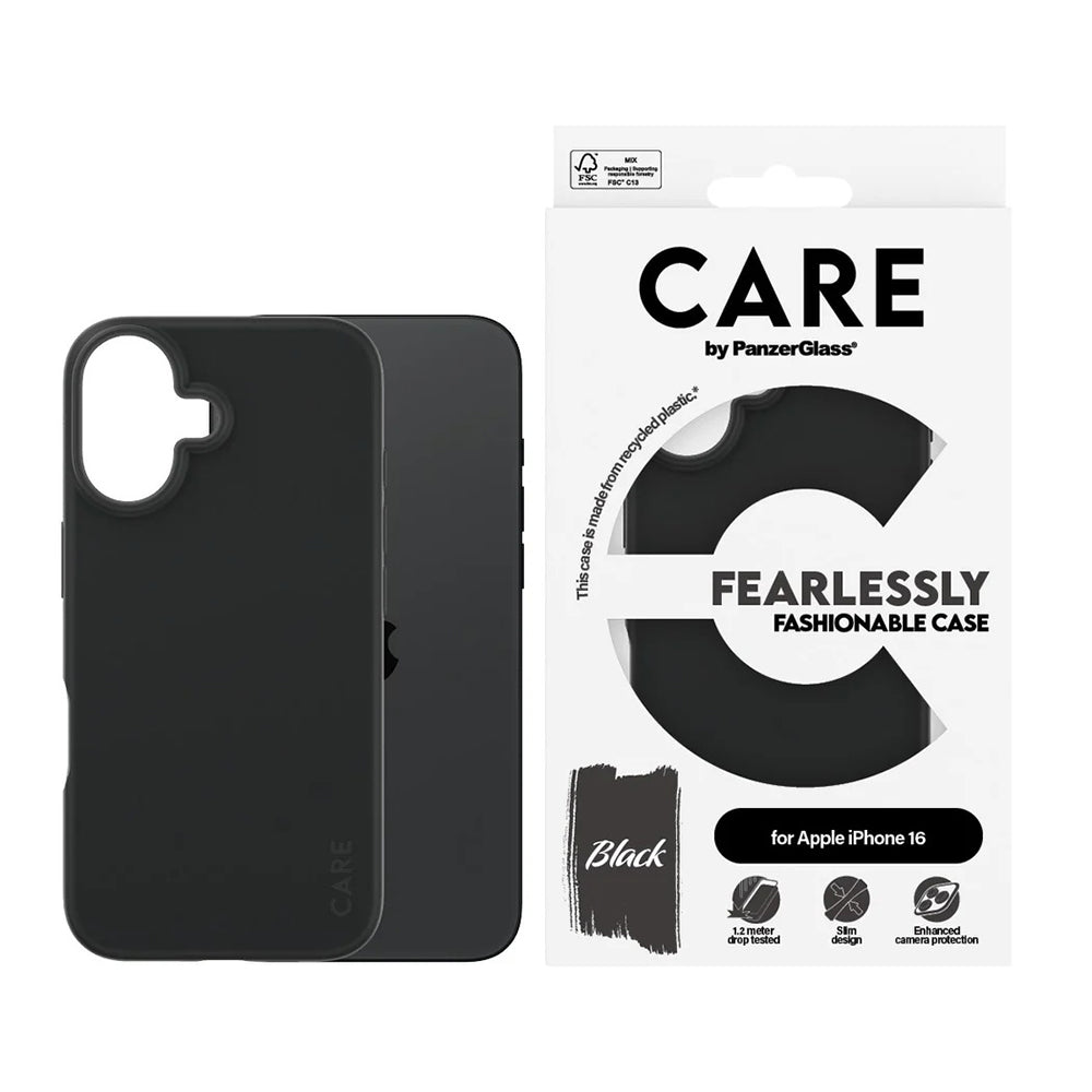 Case for Apple iPhone 16, PanzerGlass, Fashionable Care, Black