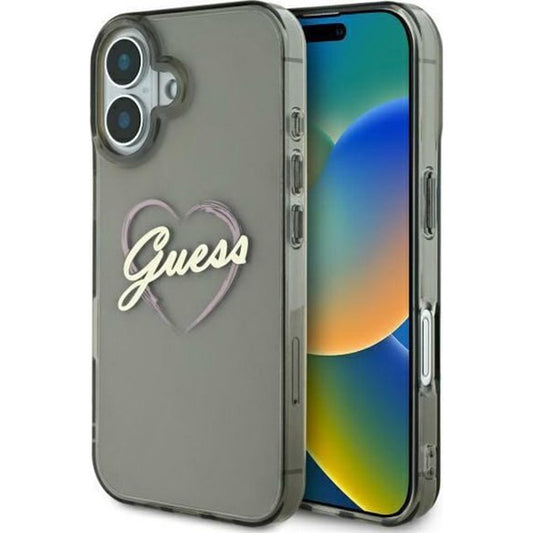 Hülle für Apple iPhone 16 Plus, Guess, IML Heart, Schwarz