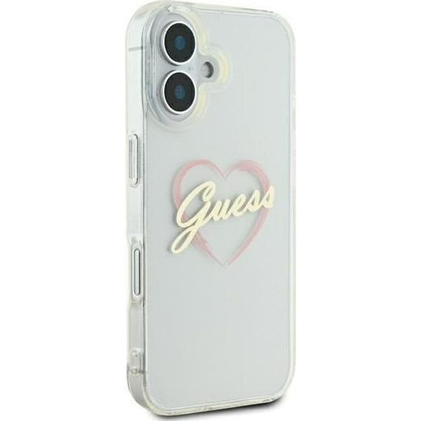 Hülle für Apple iPhone 16 Plus, Guess, IML Heart, Transparent