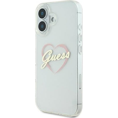 Hülle für Apple iPhone 16 Plus, Guess, IML Heart, Transparent