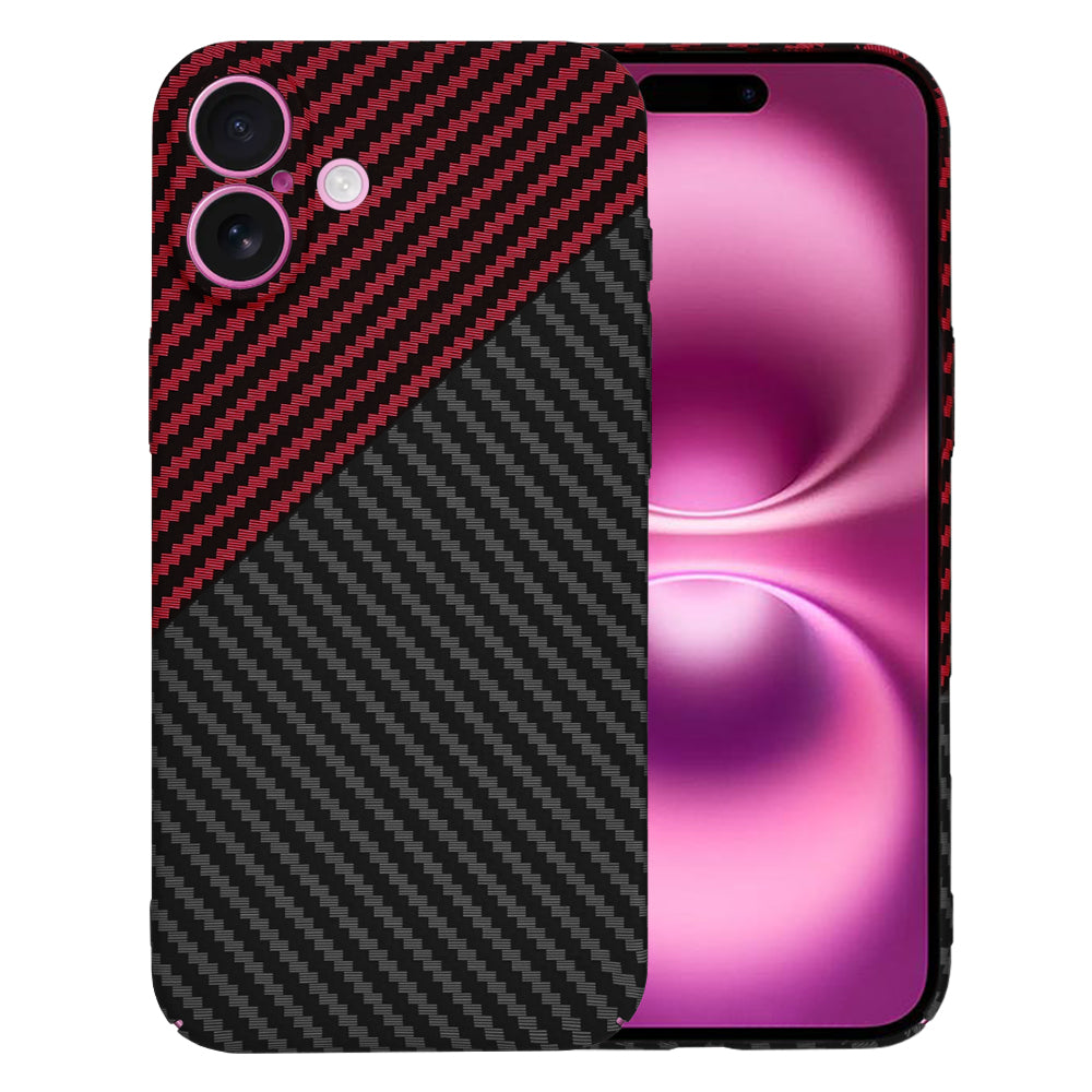 Hülle für Apple iPhone 16 Plus, Techsuit, Carbonite FiberShell, Schwarz Rot
