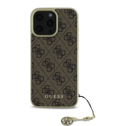 Hülle für Apple iPhone 16 Pro, Guess, 4G Charm, Braun