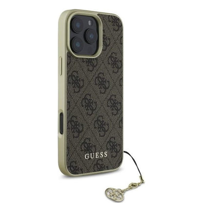 Hülle für Apple iPhone 16 Pro, Guess, 4G Charm, Braun