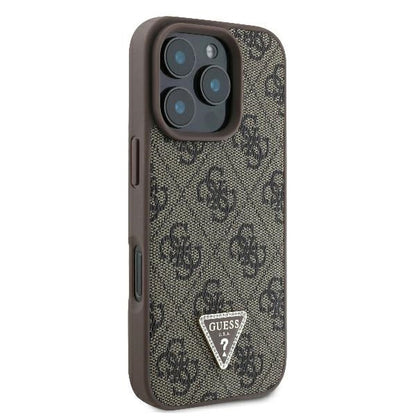 Hülle für Apple iPhone 16 Pro, Guess, 4G Triangle Strass, Braun
