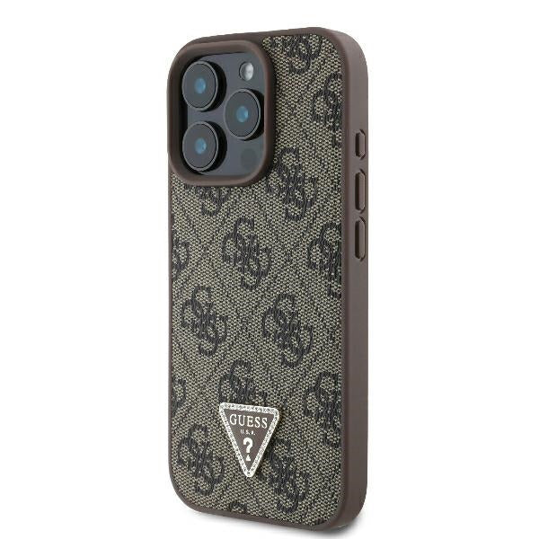 Hülle für Apple iPhone 16 Pro, Guess, 4G Triangle Strass, Braun