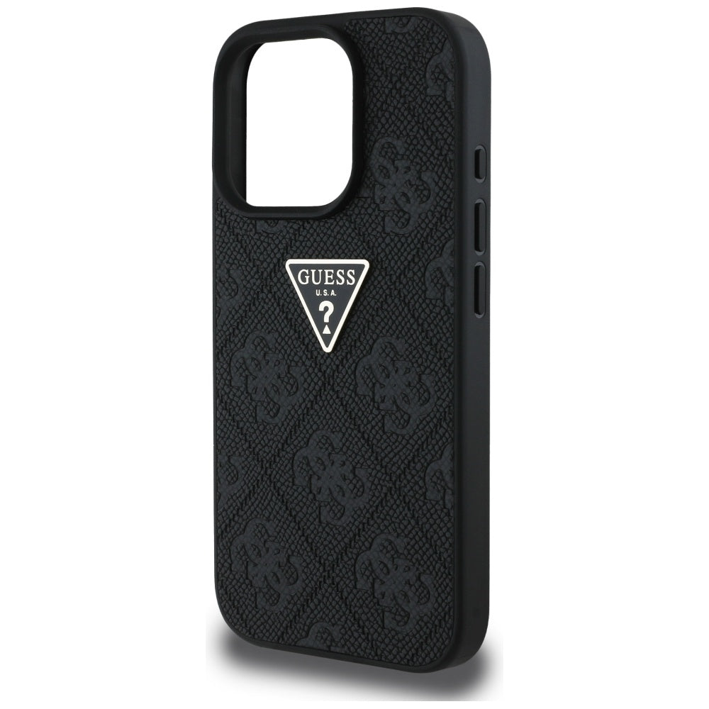Hülle für Apple iPhone 16 Pro, Guess, Hot Stamp 4G Pattern Triangle Logo, Schwarz