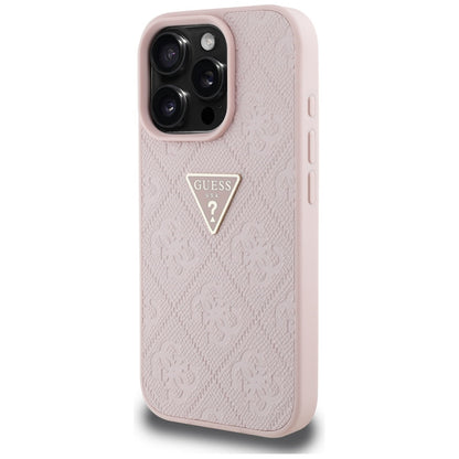 Hülle für Apple iPhone 16 Pro, Guess, Hot Stamp 4G Pattern Triangle Logo, Rosa