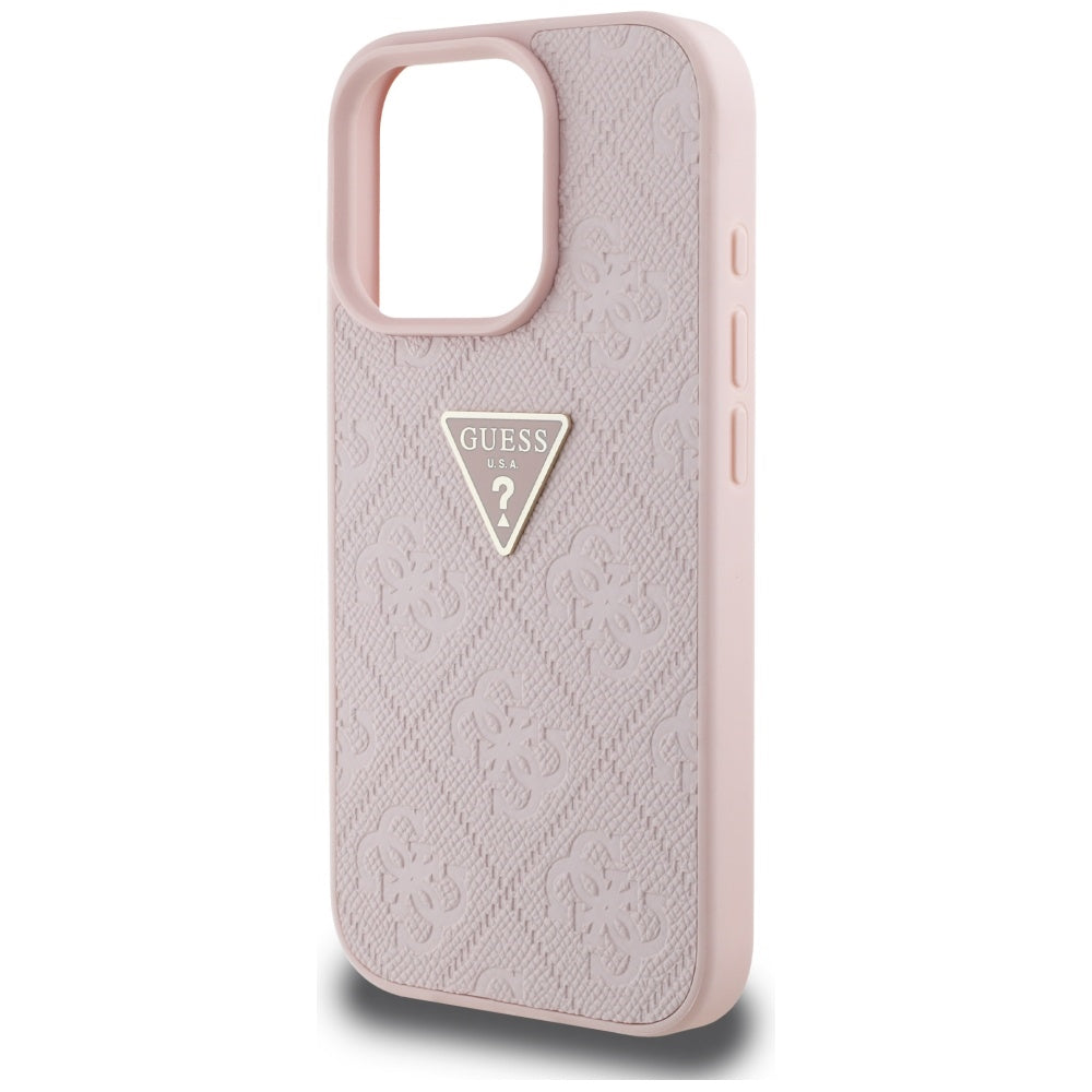 Hülle für Apple iPhone 16 Pro, Guess, Hot Stamp 4G Pattern Triangle Logo, Rosa