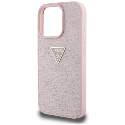 Hülle für Apple iPhone 16 Pro, Guess, Hot Stamp 4G Pattern Triangle Logo, Rosa