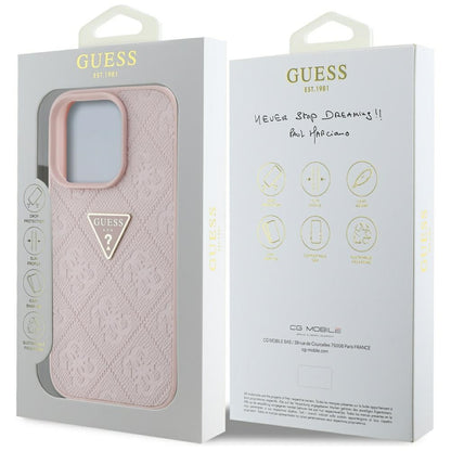 Hülle für Apple iPhone 16 Pro, Guess, Hot Stamp 4G Pattern Triangle Logo, Rosa