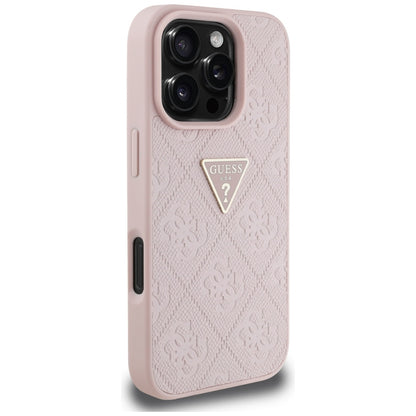 Hülle für Apple iPhone 16 Pro, Guess, Hot Stamp 4G Pattern Triangle Logo, Rosa