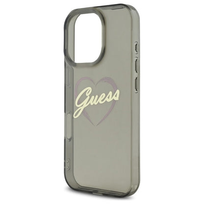 Hülle für Apple iPhone 16 Pro, Guess, IML Heart, Schwarz