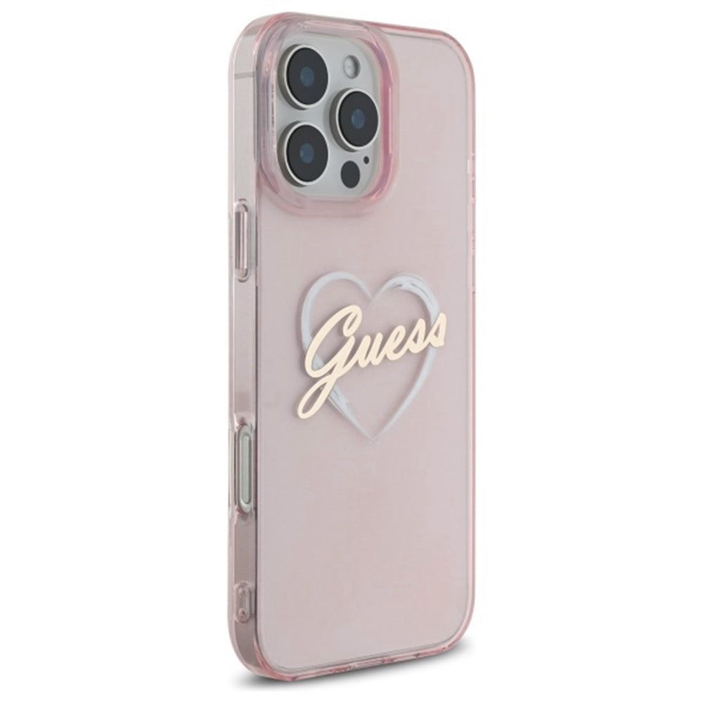 Case for Apple iPhone 16 Pro, Guess, IML Heart, Pink