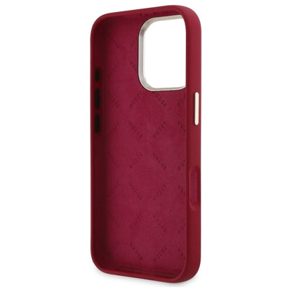 Hülle für Apple iPhone 16 Pro, Guess, Script Metal Logo, Rot