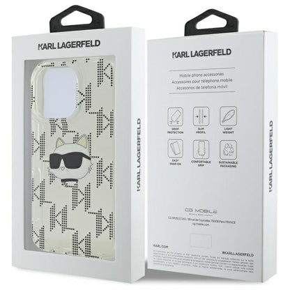Hülle für Apple iPhone 16 Pro, Karl Lagerfeld, IML Luxury Electroplated Choupette's Head, Transparent