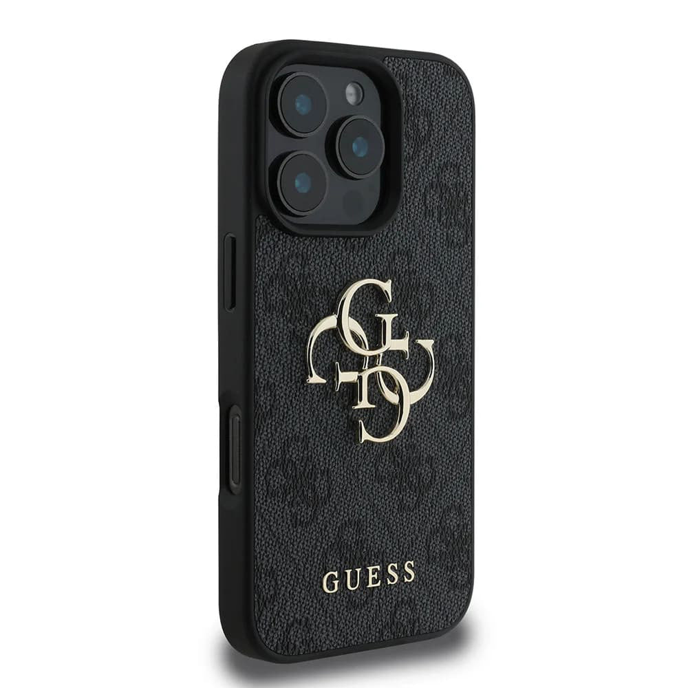 Hülle für Apple iPhone 16 Pro Max, Guess, 4G Big Logo, Schwarz