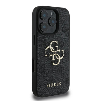 Hülle für Apple iPhone 16 Pro Max, Guess, 4G Big Logo, Schwarz