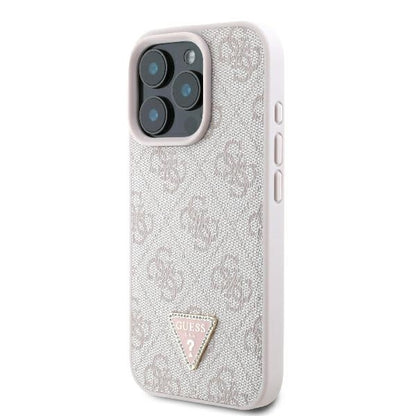 Hülle für Apple iPhone 16 Pro Max, Guess, Crossbody 4G Triangle Strass, Rosa