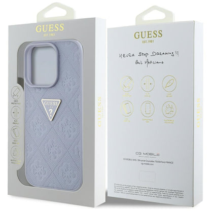 Hülle für Apple iPhone 16 Pro Max, Guess, Hot Stamp 4G Pattern Triangle Logo, Helles Lila