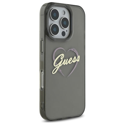 Hülle für Apple iPhone 16 Pro Max, Guess, IML Heart, Schwarz