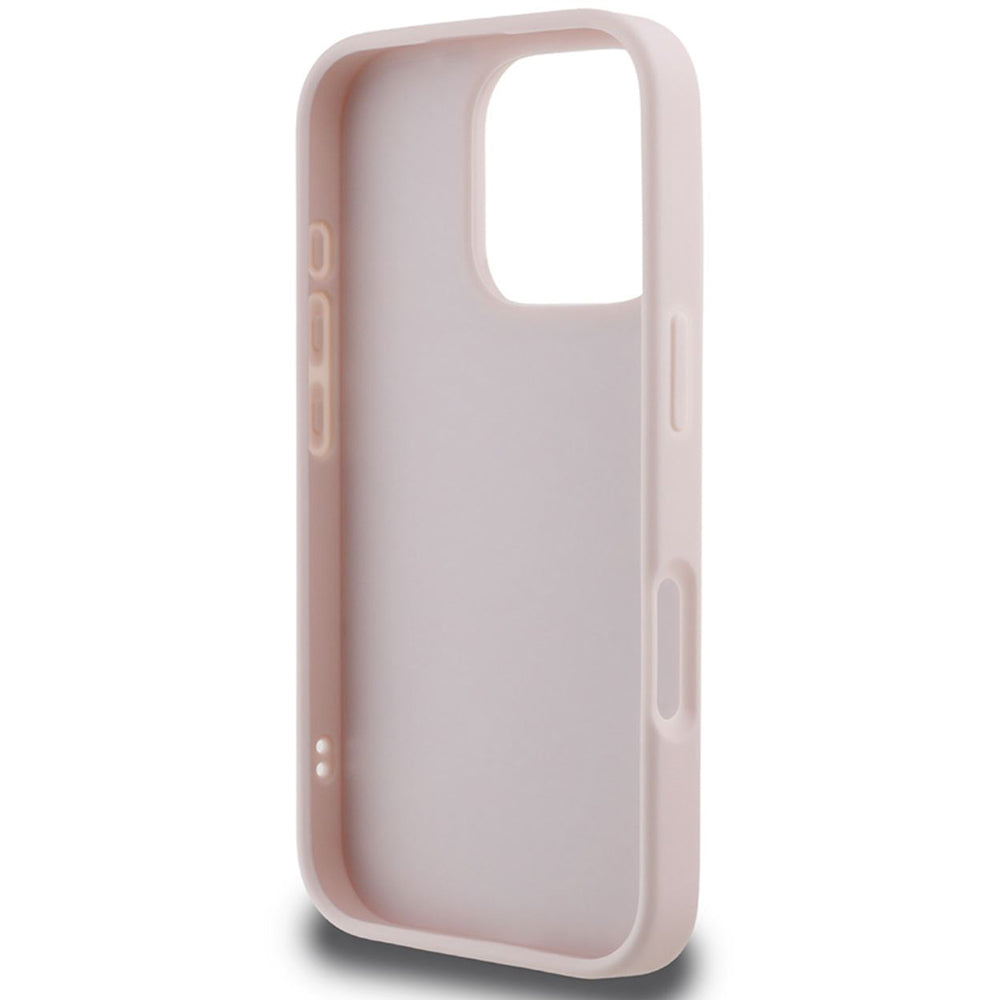 Hülle für Apple iPhone 16 Pro Max, Guess, Gestepptes Metall-Logo, Rosa