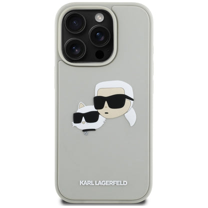 Hülle für Apple iPhone 16 Pro Max, Karl Lagerfeld, 3D Rubber Karl & Choupette, Beige