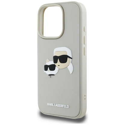 Hülle für Apple iPhone 16 Pro Max, Karl Lagerfeld, 3D Rubber Karl & Choupette, Beige